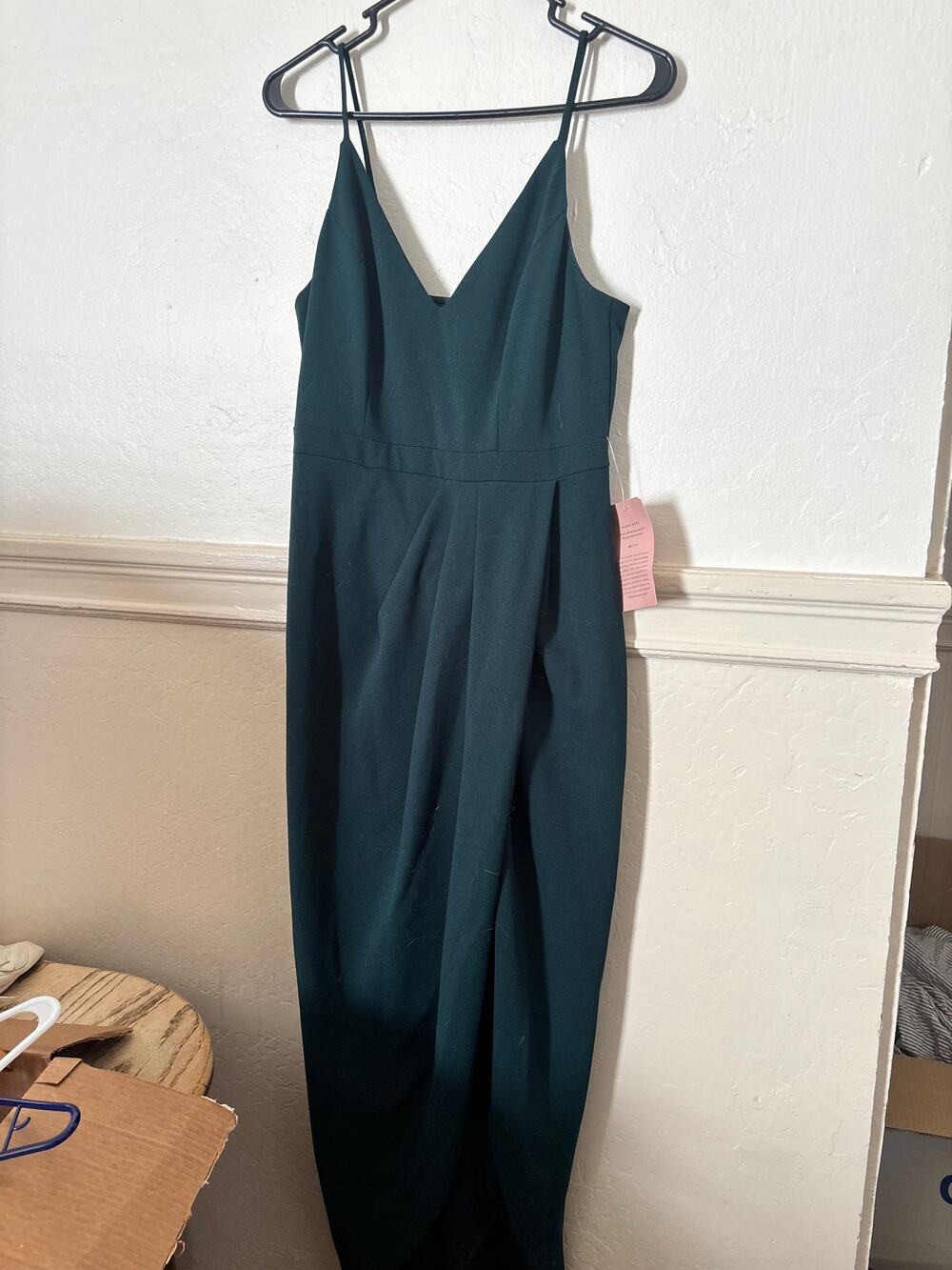 BHLDN Anthropologie Bridesmaid Dress Size 6 Teal Forest Green V-Neck Maxi NWT